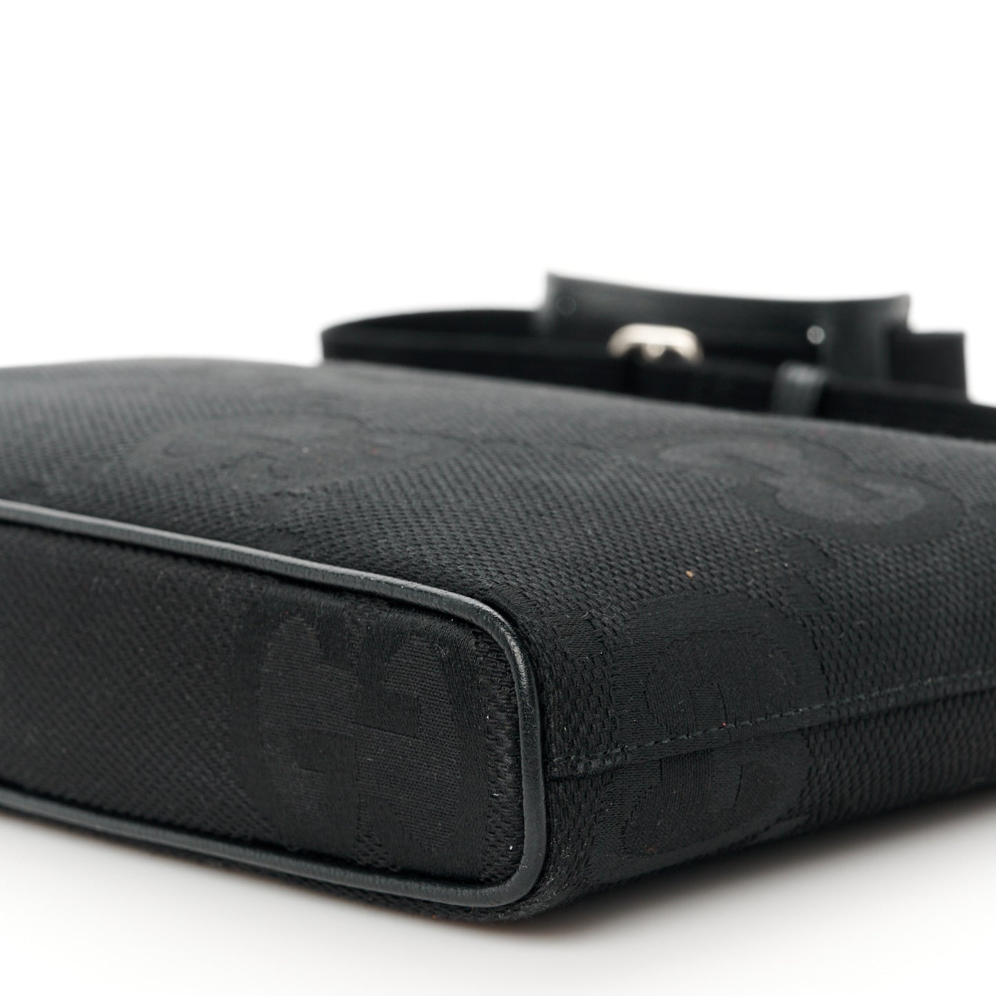 Monogram Jumbo GG Textured Dollar Calfskin Wristlet Messenger Bag Black