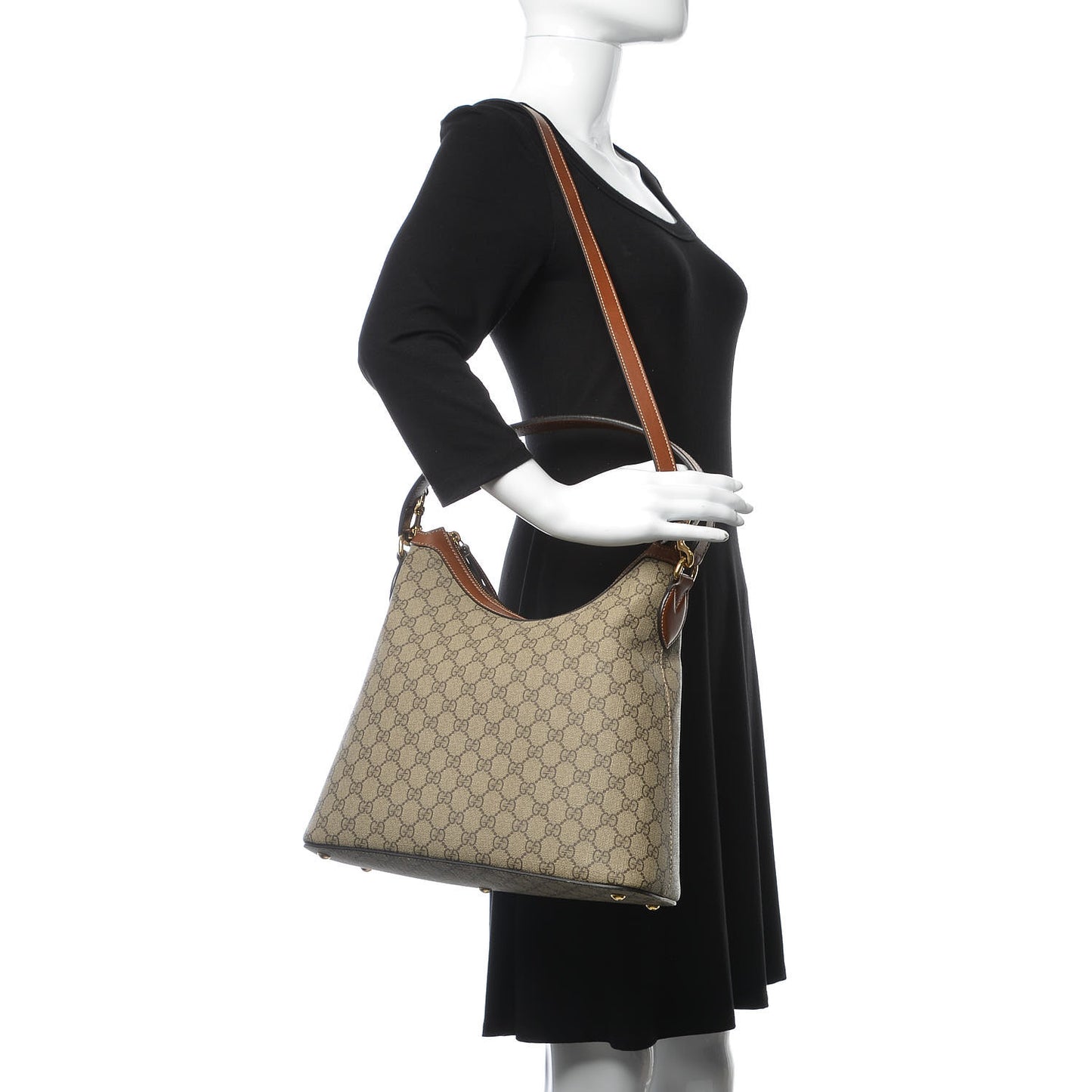 GG Supreme Monogram Linea A Hobo Brown