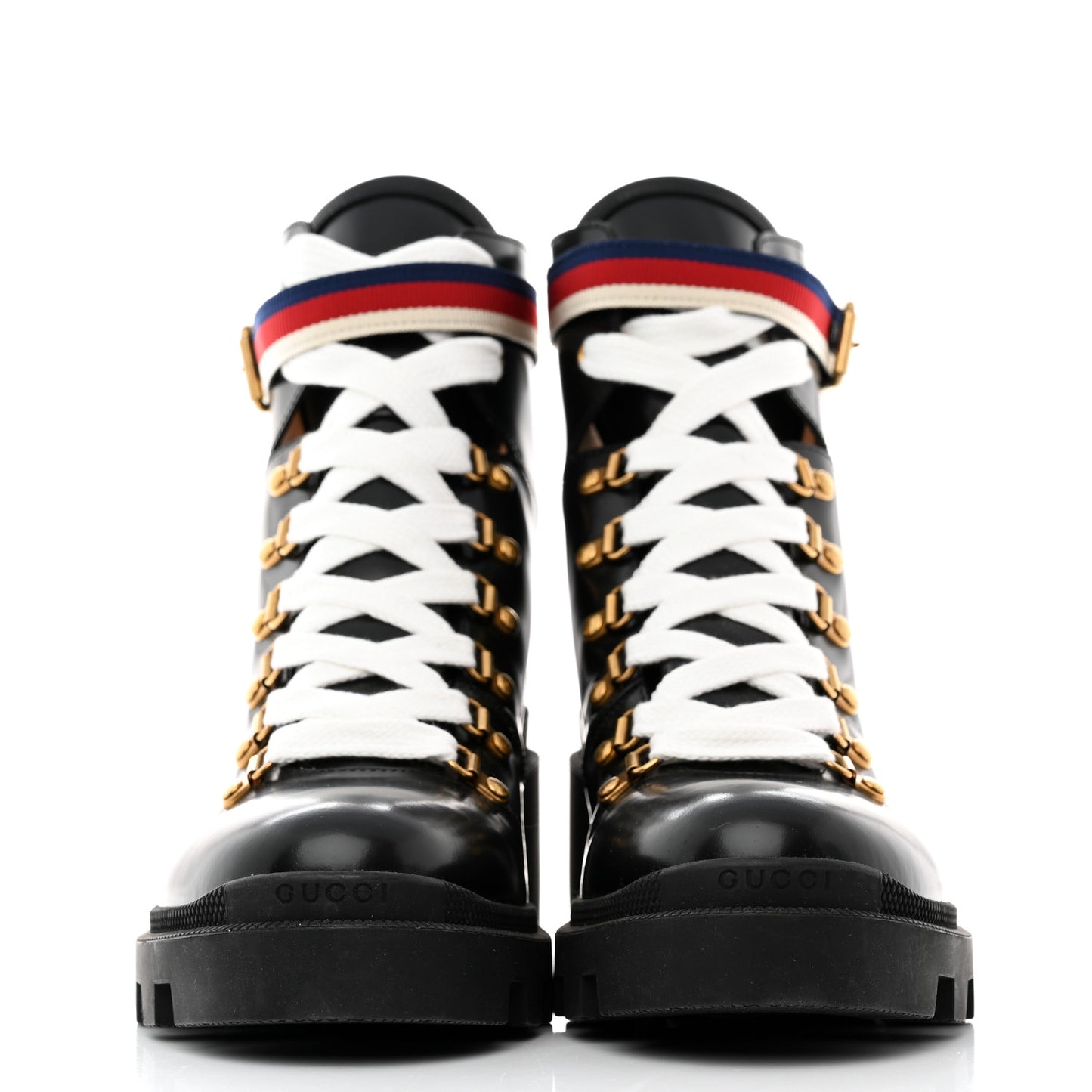Calfskin Womens Sylvie Web Lace Up Combat Boots 41 Black