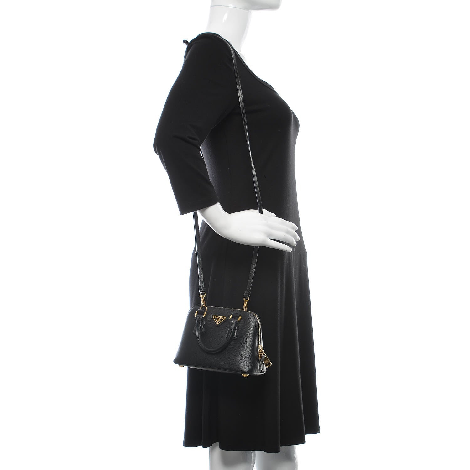 Prada Saffiano Lux Mini Promenade Tote Black 2 of 9