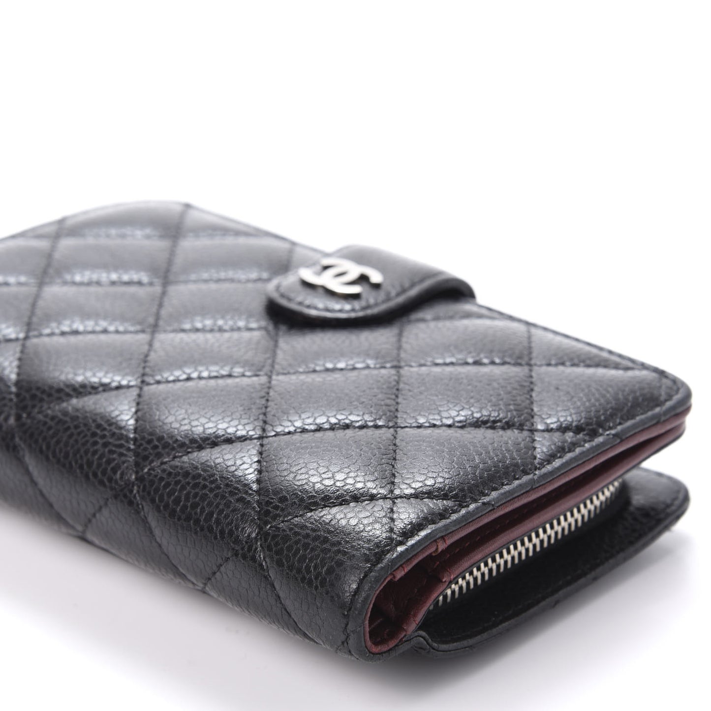 Caviar Quilted Zipped Pocket Wallet Black