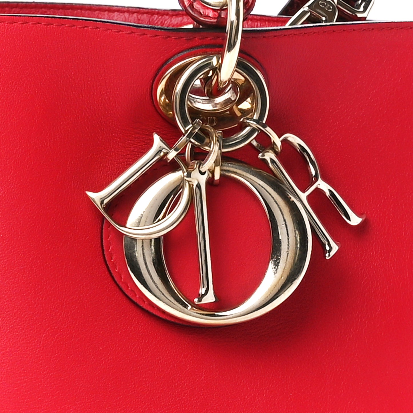Calfskin Snakeskin Medium Diorissimo Tote Red