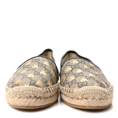 Gucci GG Supreme Monogram Bees Espadrille Flats 38 Beige Ebony Oro Black 3 of 10