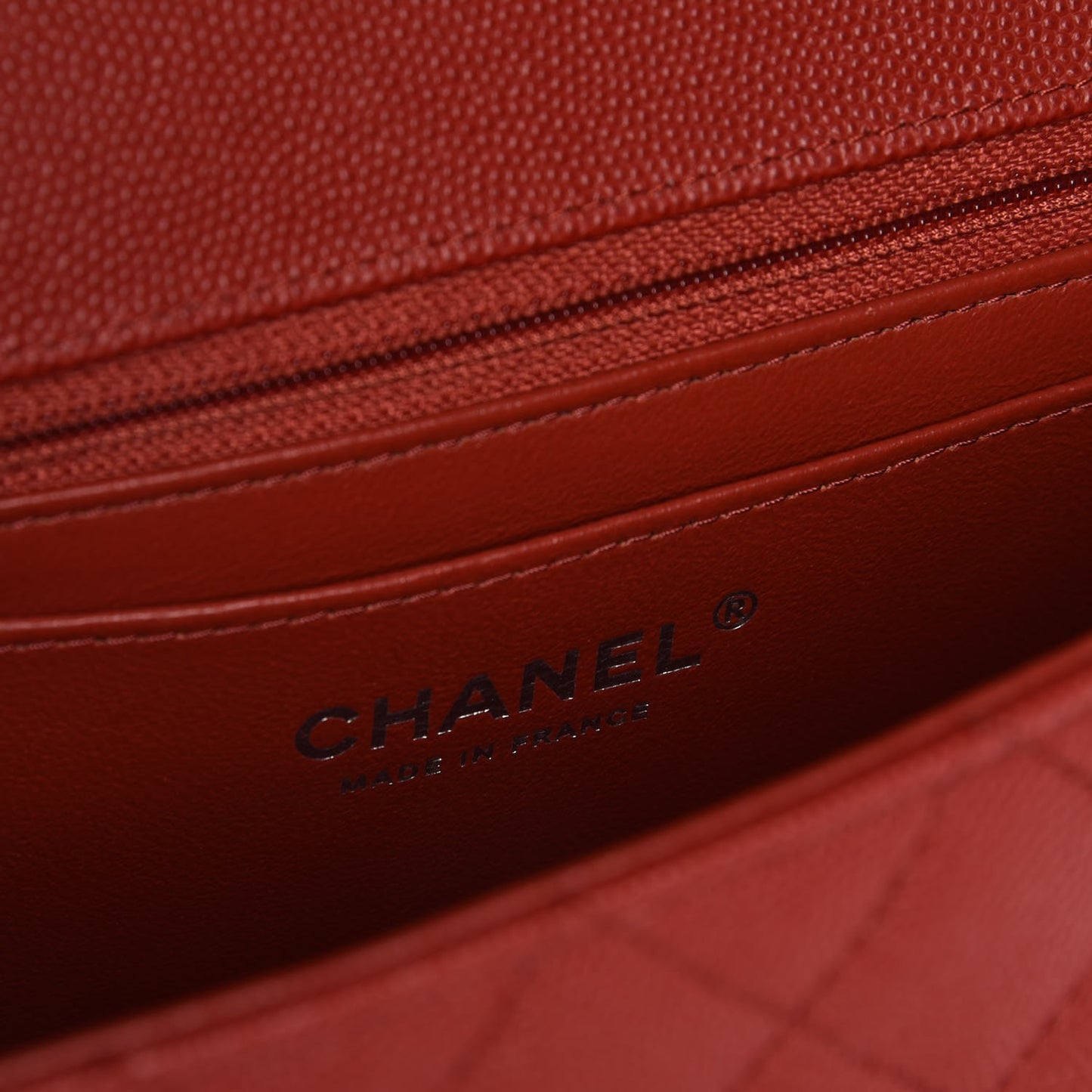 Caviar Quilted Mini Rectangular Flap Red