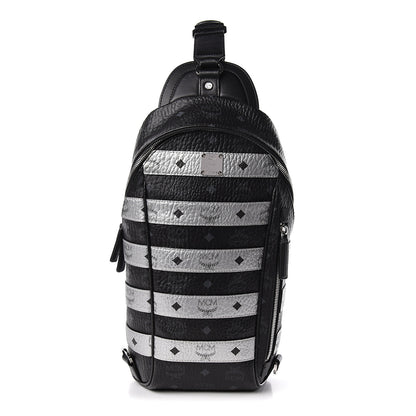 MCM Visetos Spot Medium Sling Bag Black Silver 1 of 10