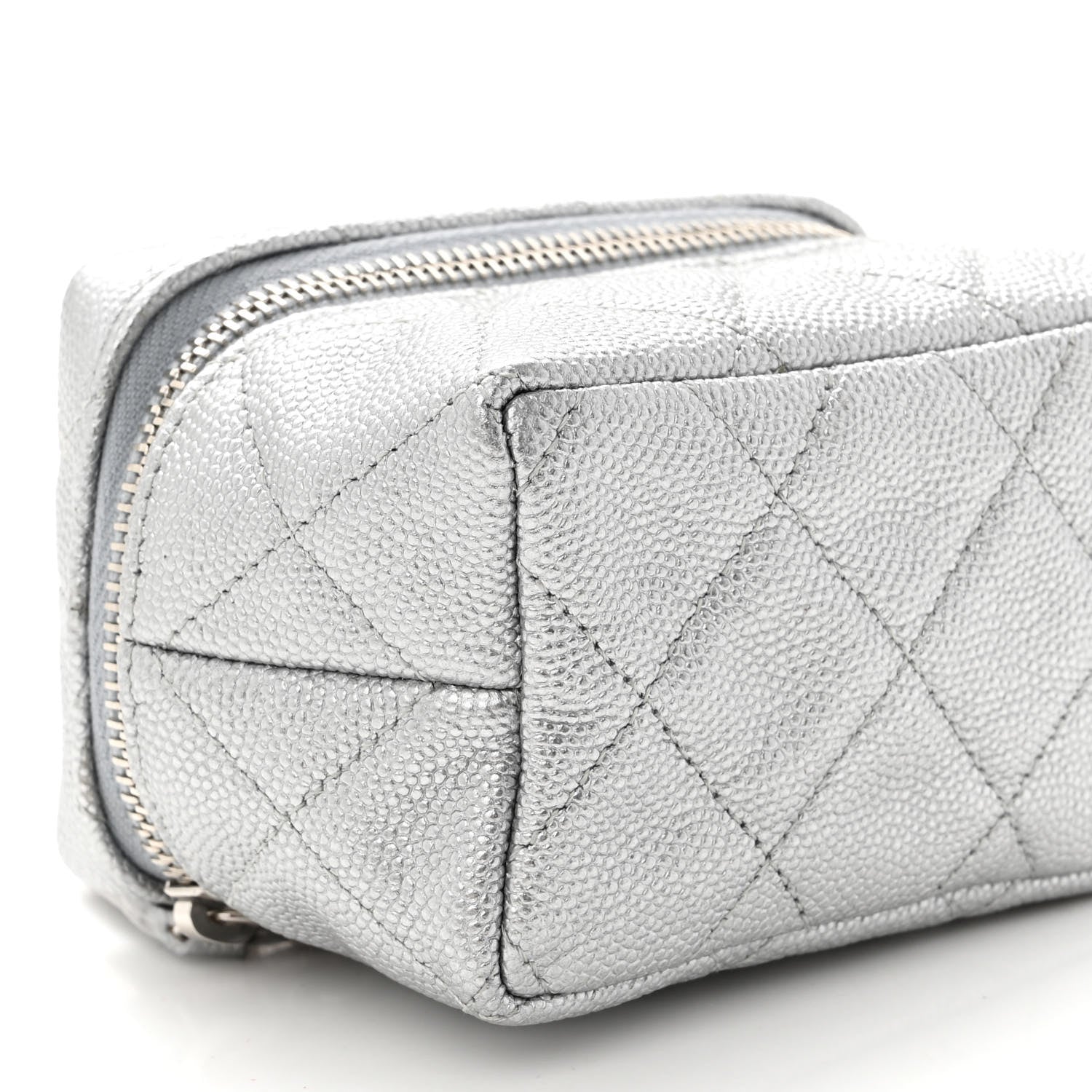 Chanel Metallic Caviar Quilted Mini Top Handle Vanity With Chain Silver 8 of 10