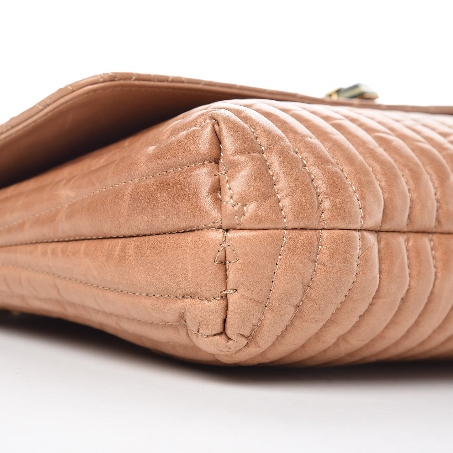 Calfskin Quilted Medium Happy Shoulder Bag Brown