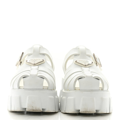 Prada Foam Rubber Metal Triangle Logo Monolith 55mm Cage Sandals White 3 of 9