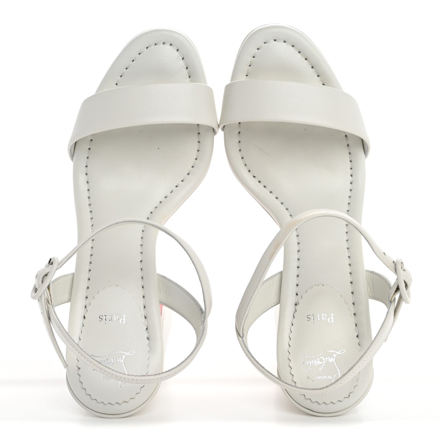 Christian Louboutin Nappa Movida 130 Platform Sandals 37.5 Bianco 2 of 13