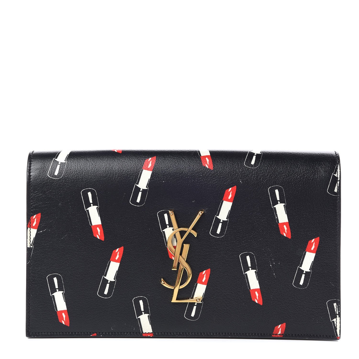 Saint Laurent Calfskin Lipstick Print Classic Monogram Kate Clutch Black 1 of 9
