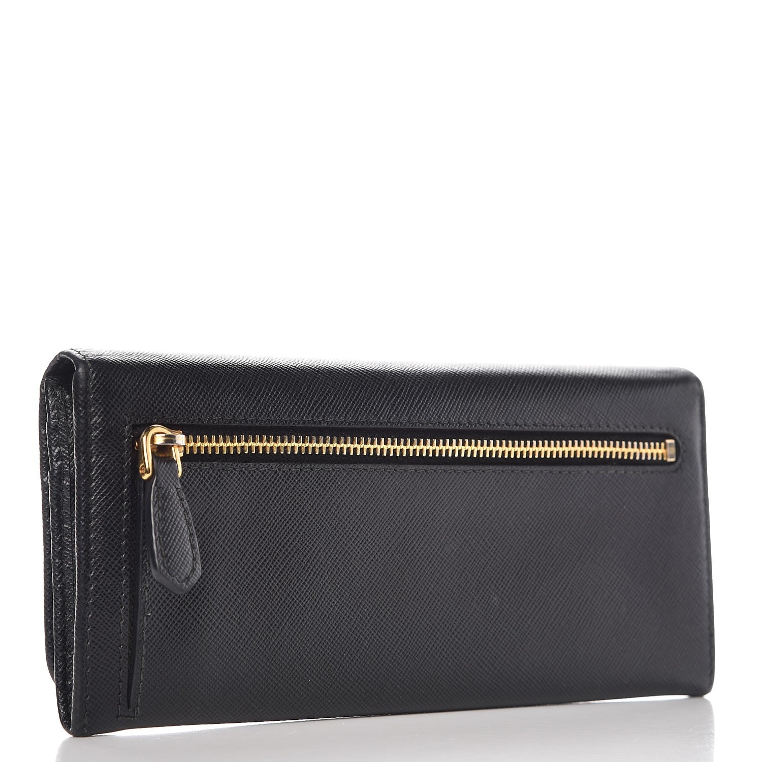 Prada Saffiano Continental Flap Wallet Black 3 of 7