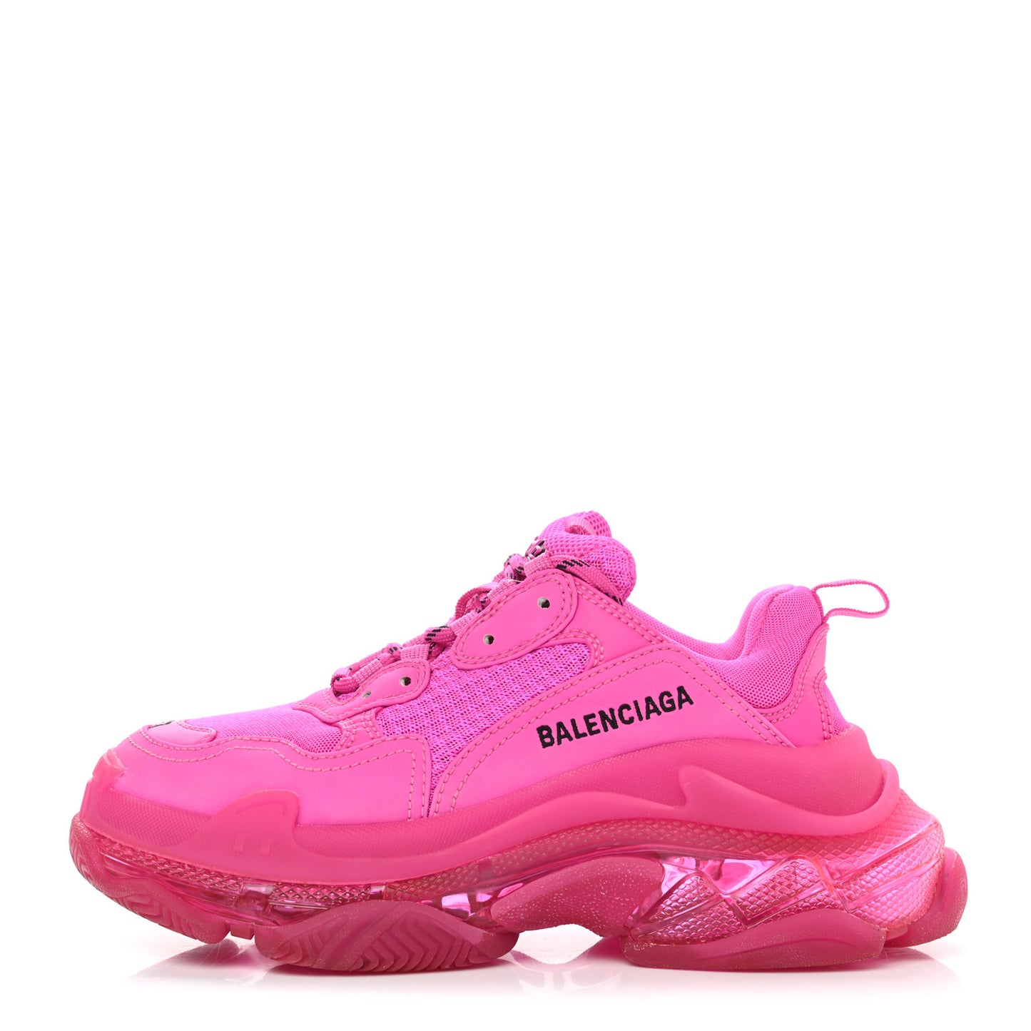 Fabric Mesh Clear Sole Fluo Womens Triple S Sneakers 37 Pink