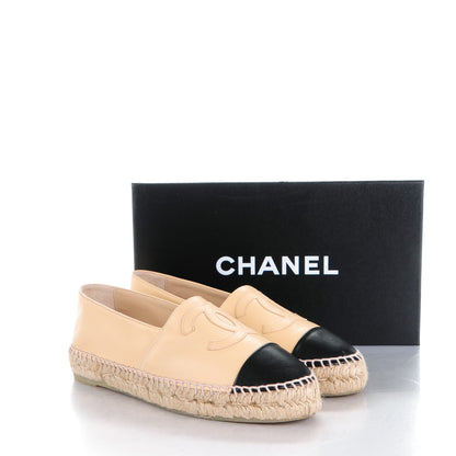 Chanel Lambskin CC Espadrilles 36 Beige Black 10 of 10