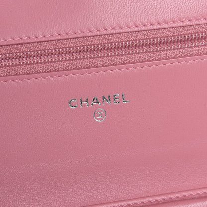 Chanel Lambskin Camellia Embossed Wallet On Chain WOC Pink 6 of 9