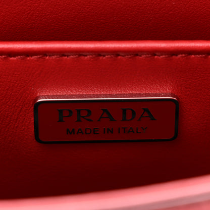 Prada Spazzolato Triangle Small Double Handle Crossbody Tote Scarlatto 6 of 10