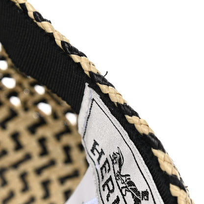 Hermes Panama Straw Chapeau Tanzanie Canna Hat 57 Naturel Black 11 of 11