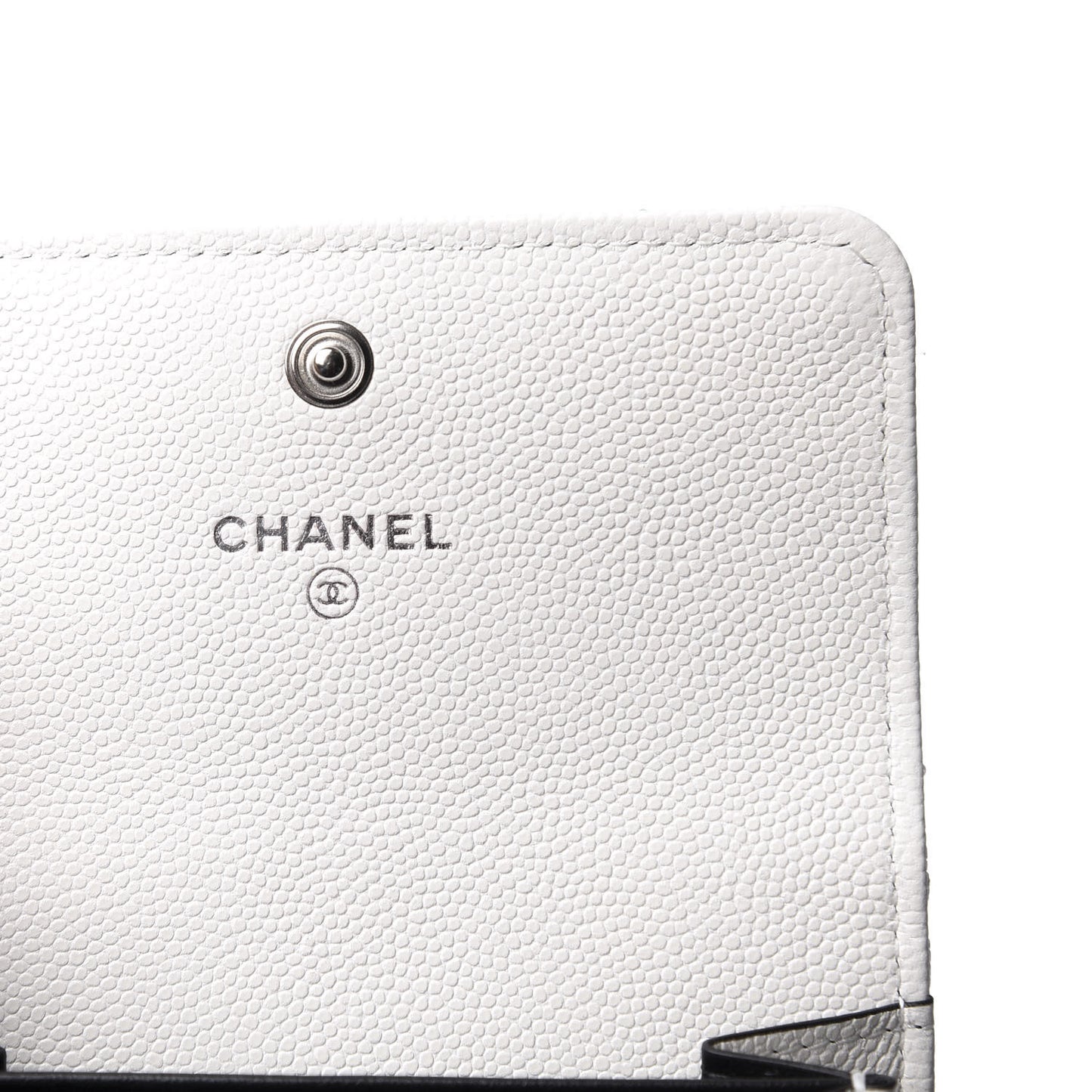 Caviar Quilted My Everything Flap Card Holder Wallet White Black