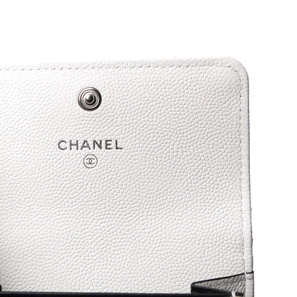 Chanel Caviar Quilted My Everything Flap Card Holder Wallet White Black 6 of 8