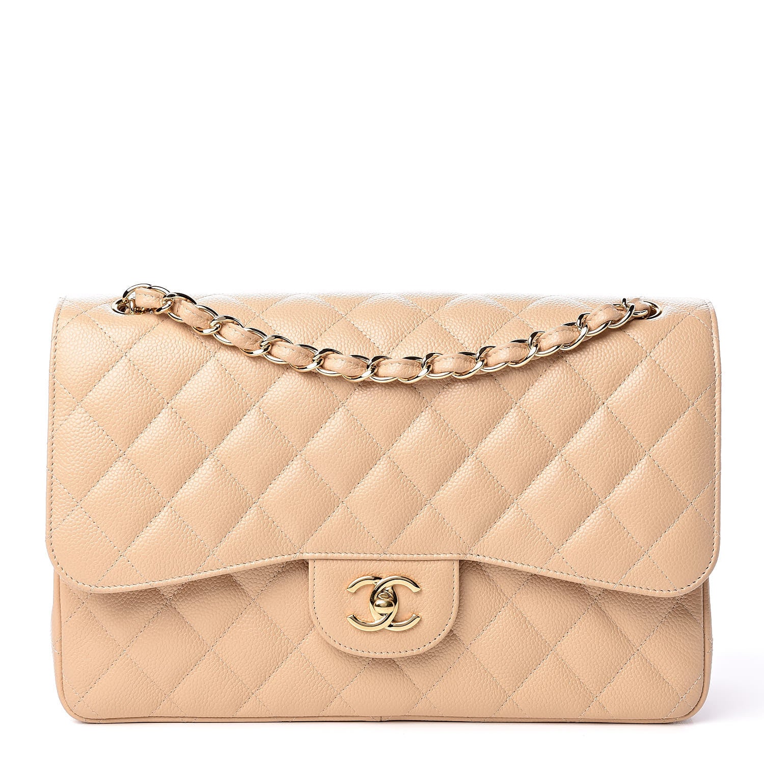 Chanel Caviar Quilted Jumbo Double Flap Beige Clair 1 of 10