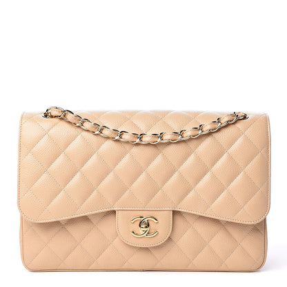 Chanel Caviar Quilted Jumbo Double Flap Beige Clair 1 of 10