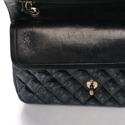 Chanel Patent Quilted Sparkle Glitter Medium Double Flap Black 12 of 14