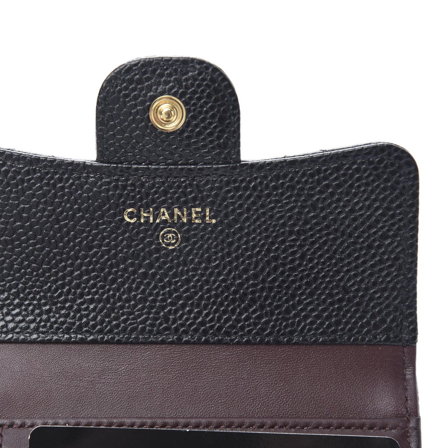 Caviar Quilted Compact Flap Wallet Black