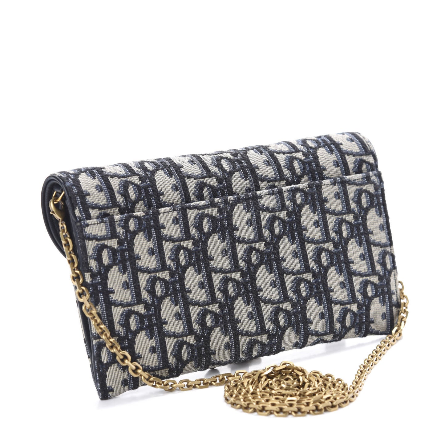 Oblique Saddle Chain Long Wallet Blue