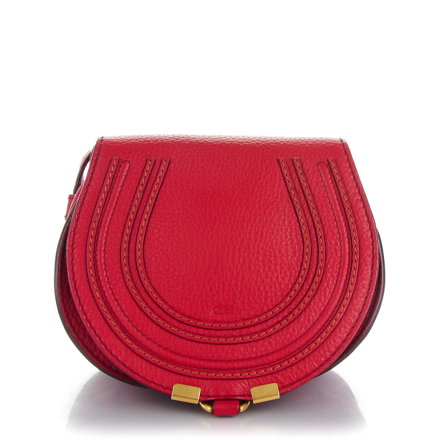 Calfskin Mini Marcie Round Crossbody Bag Red