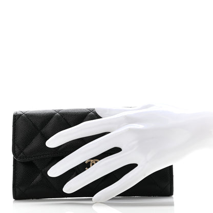 Chanel Caviar Quilted Medium Gusset Flap Wallet Black 2 of 7
