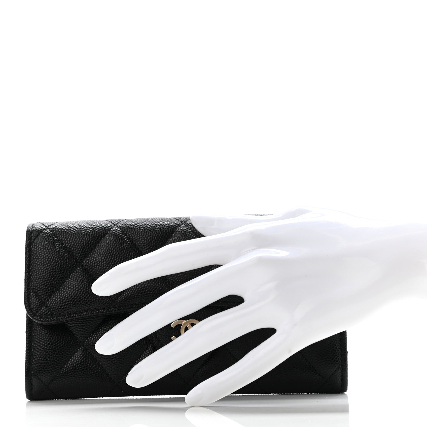 Chanel Caviar Quilted Medium Gusset Flap Wallet Black 2 of 7
