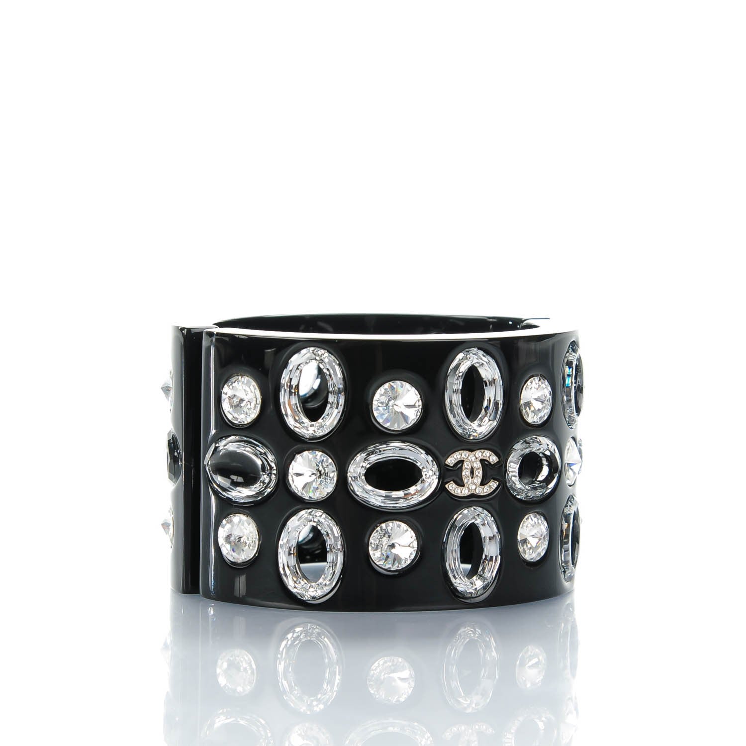 Chanel Resin Crystal CC Cuff Black 3 of 5