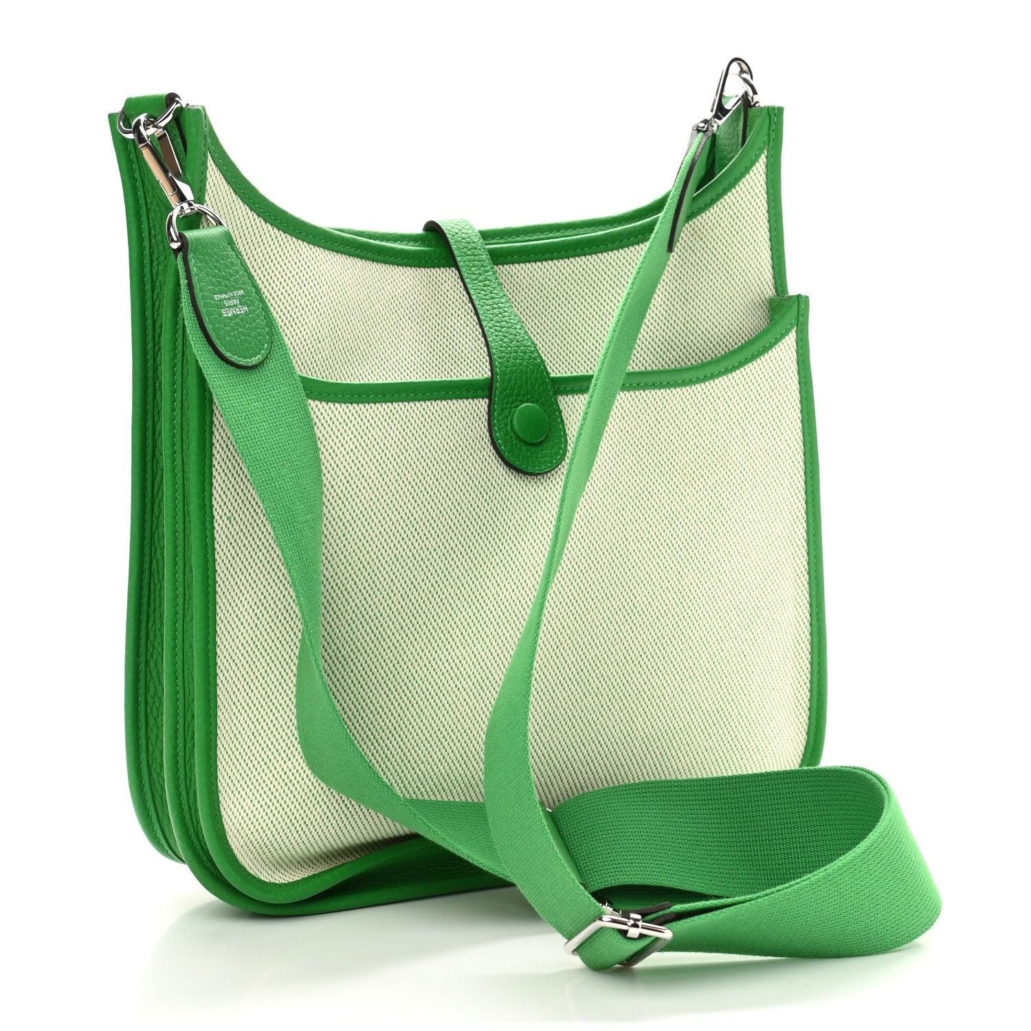 Hermes Toile Taurillon Clemence Evelyne III PM Bambou Ecru 3 of 10