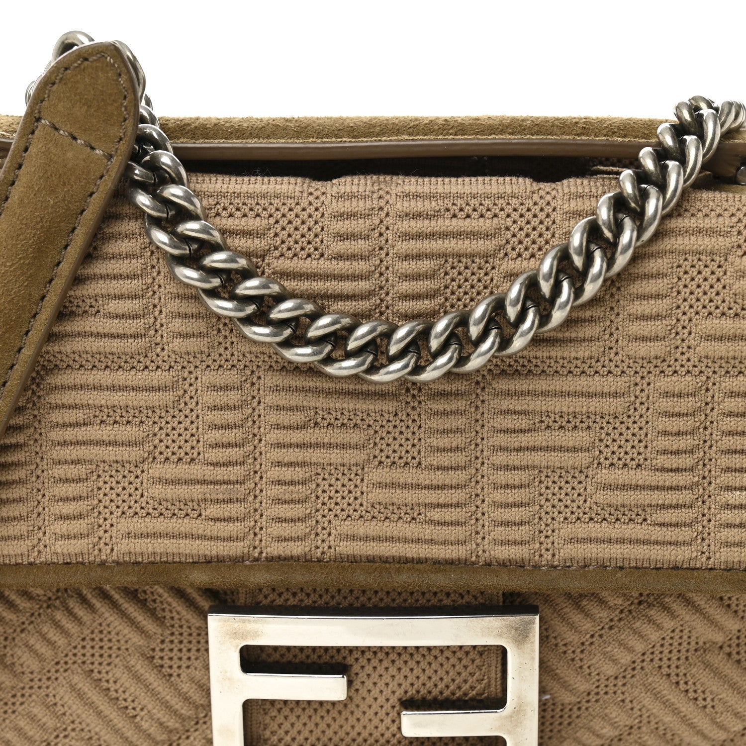 Fendi Technical Fabric FF Midi Chain Baguette Sand 6 of 8
