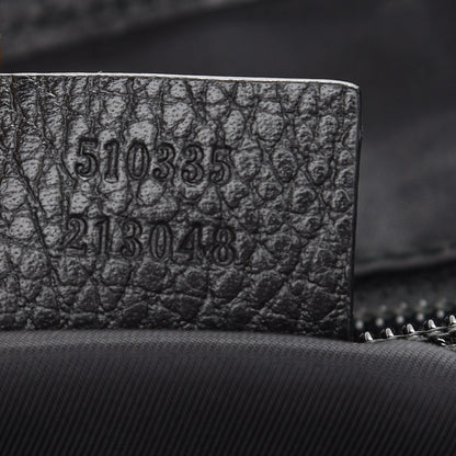 Gucci Nylon Monogram Double Buckle Flap Messenger Bag Black 7 of 9