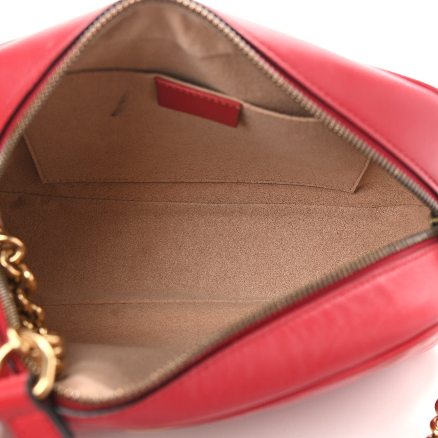 Calfskin Matelasse Small GG Marmont Chain Shoulder Bag Hibiscus Red