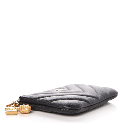 Chanel Caviar Chevron Quilted Small Ancient Greek Charms Cosmetic Case Black 4 of 8