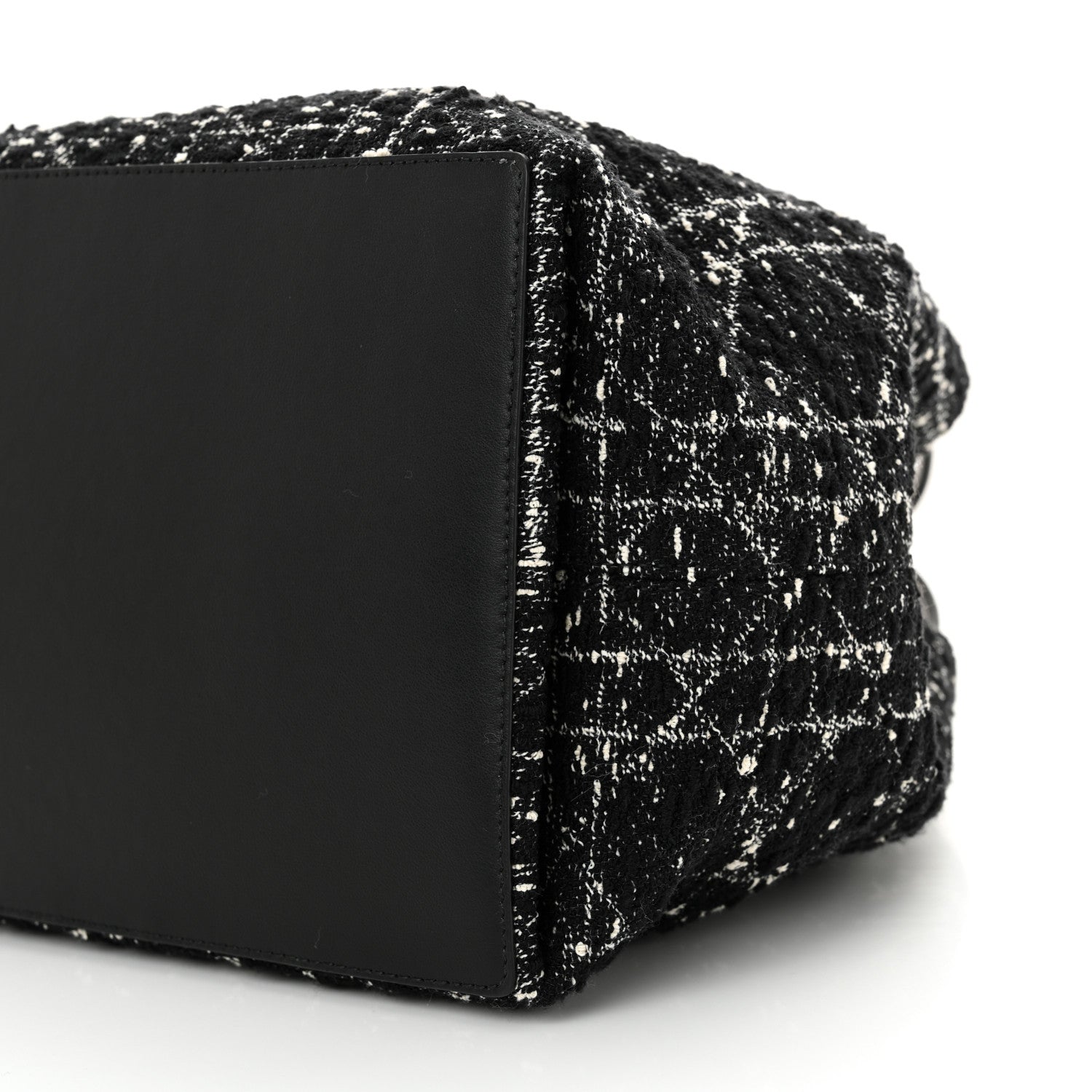 Christian Dior Calfskin Tweed Cannage Medium Toujours Black White