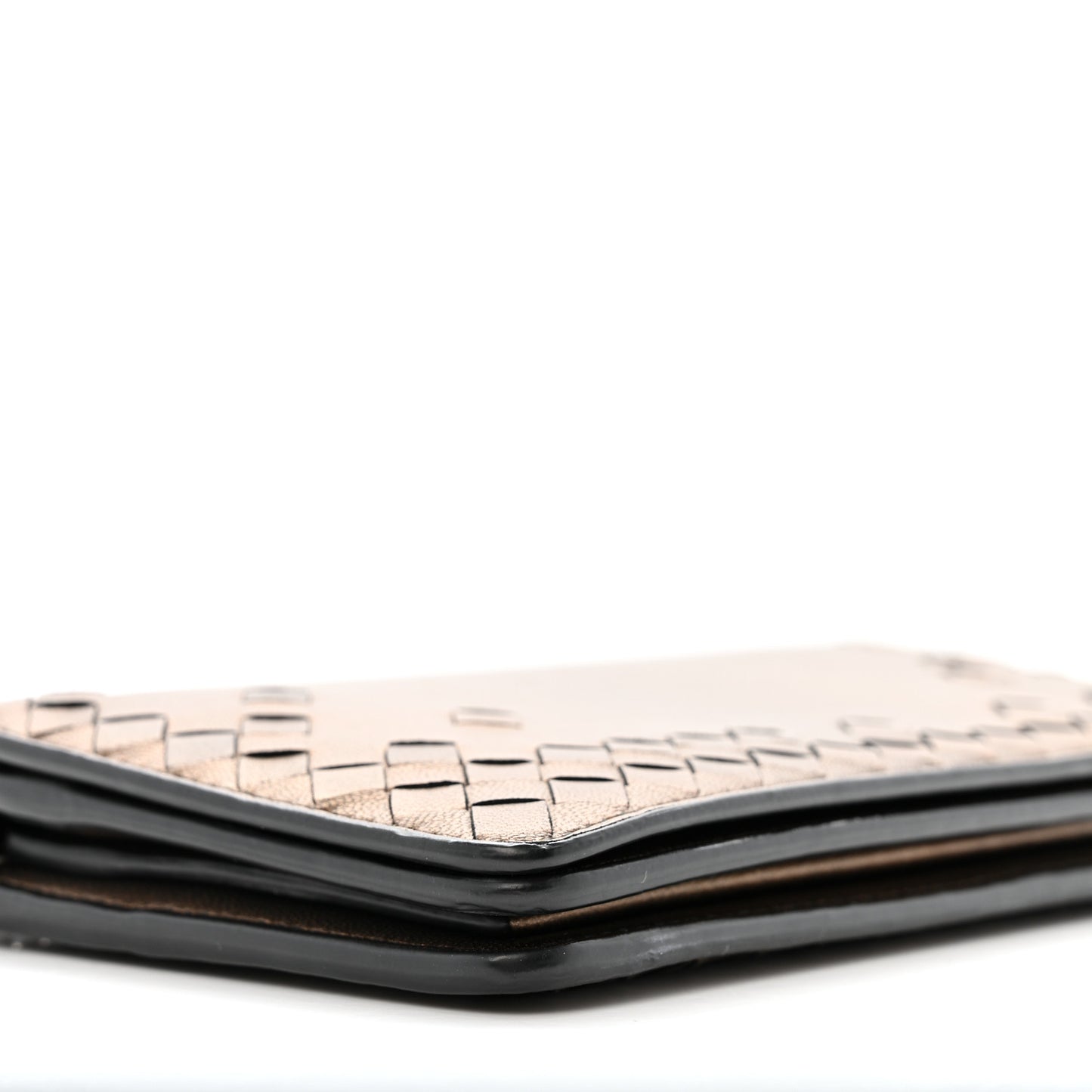 Metallic Nappa Intrecciato Continental Wallet on Chain Dark Copper