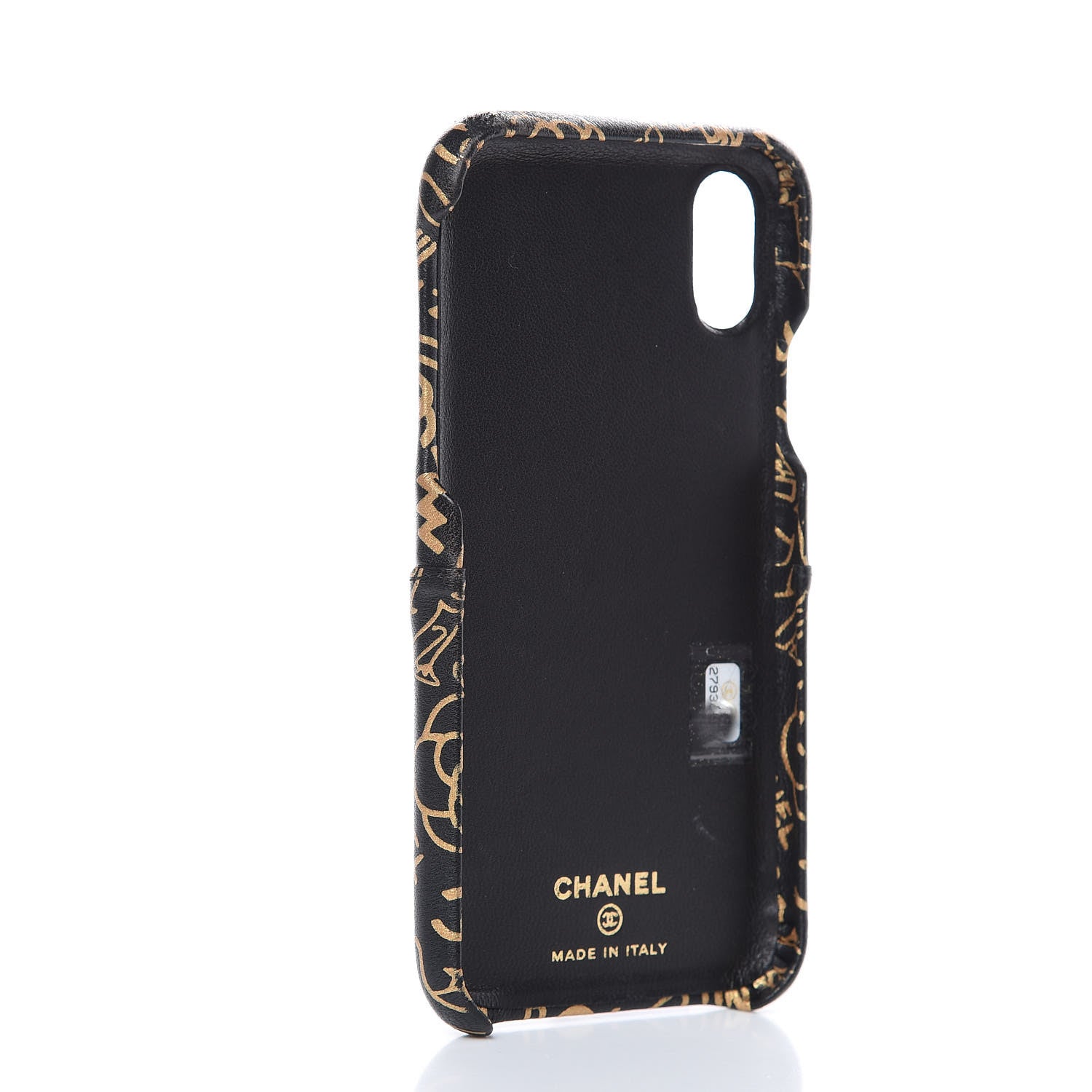 Chanel Lambskin Quilted iPhone X Coco Tech Egyptian Graffiti Case Black Gold 3 of 8