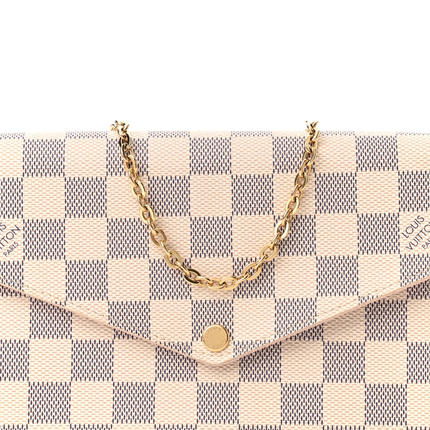 Louis Vuitton Damier Azur Pochette Felicie Chain Wallet Rose Ballerine 8 of 11