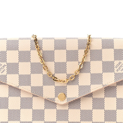 Louis Vuitton Damier Azur Pochette Felicie Chain Wallet Rose Ballerine 8 of 11