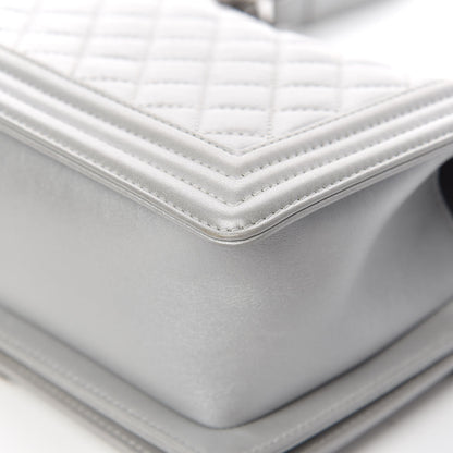 Chanel Metallic Calfskin Quilted Medium Boy Flap Silver 15 of 16