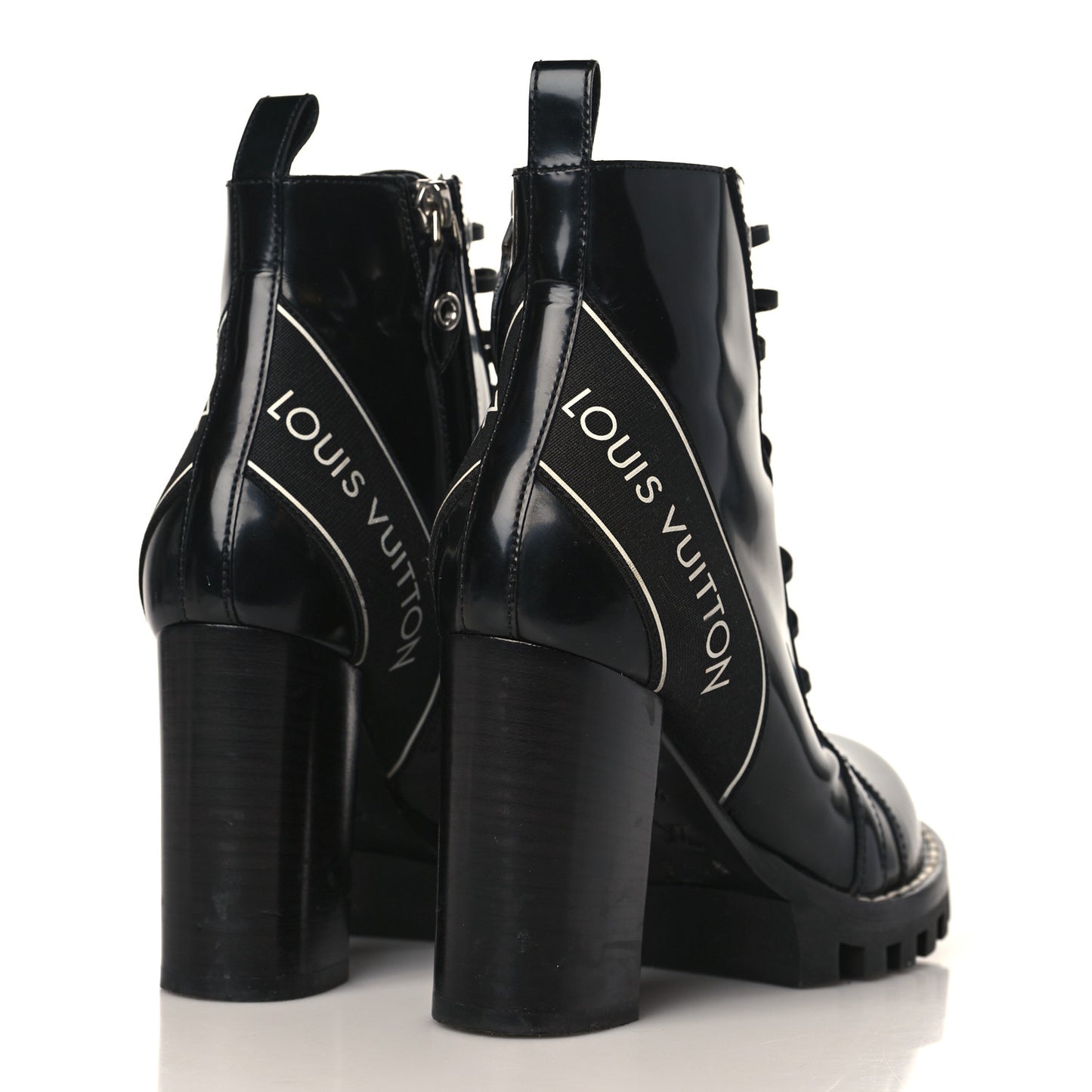 Glazed Calfskin Star Trail Ankle Boots 36.5 Black