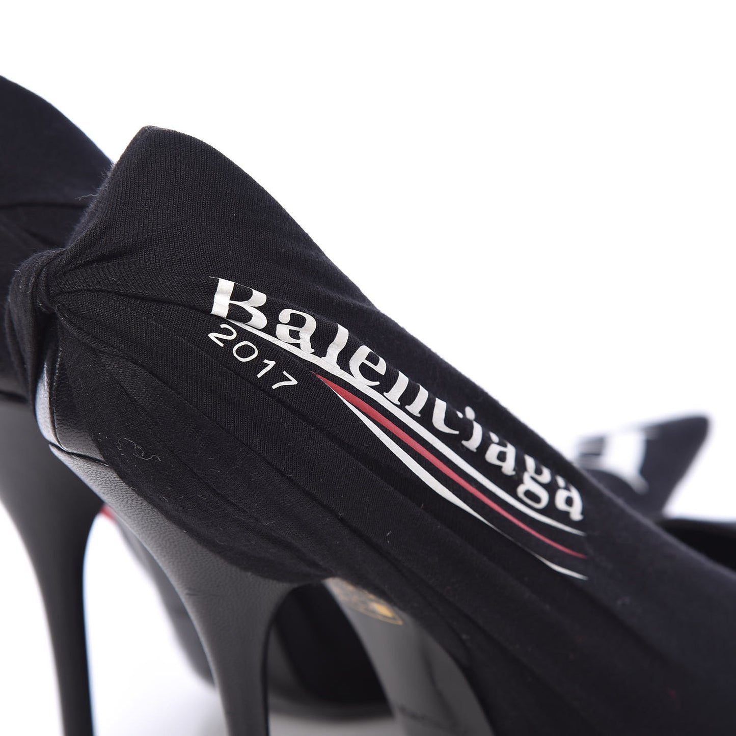Jersey Crepe Political Campaign Logo Knife 115 Pointed Pumps 39 Black White Rouge