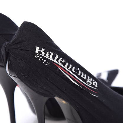 Balenciaga Jersey Crepe Political Campaign Logo Knife 115 Pointed Pumps 39 Black White Rouge 9 of 9
