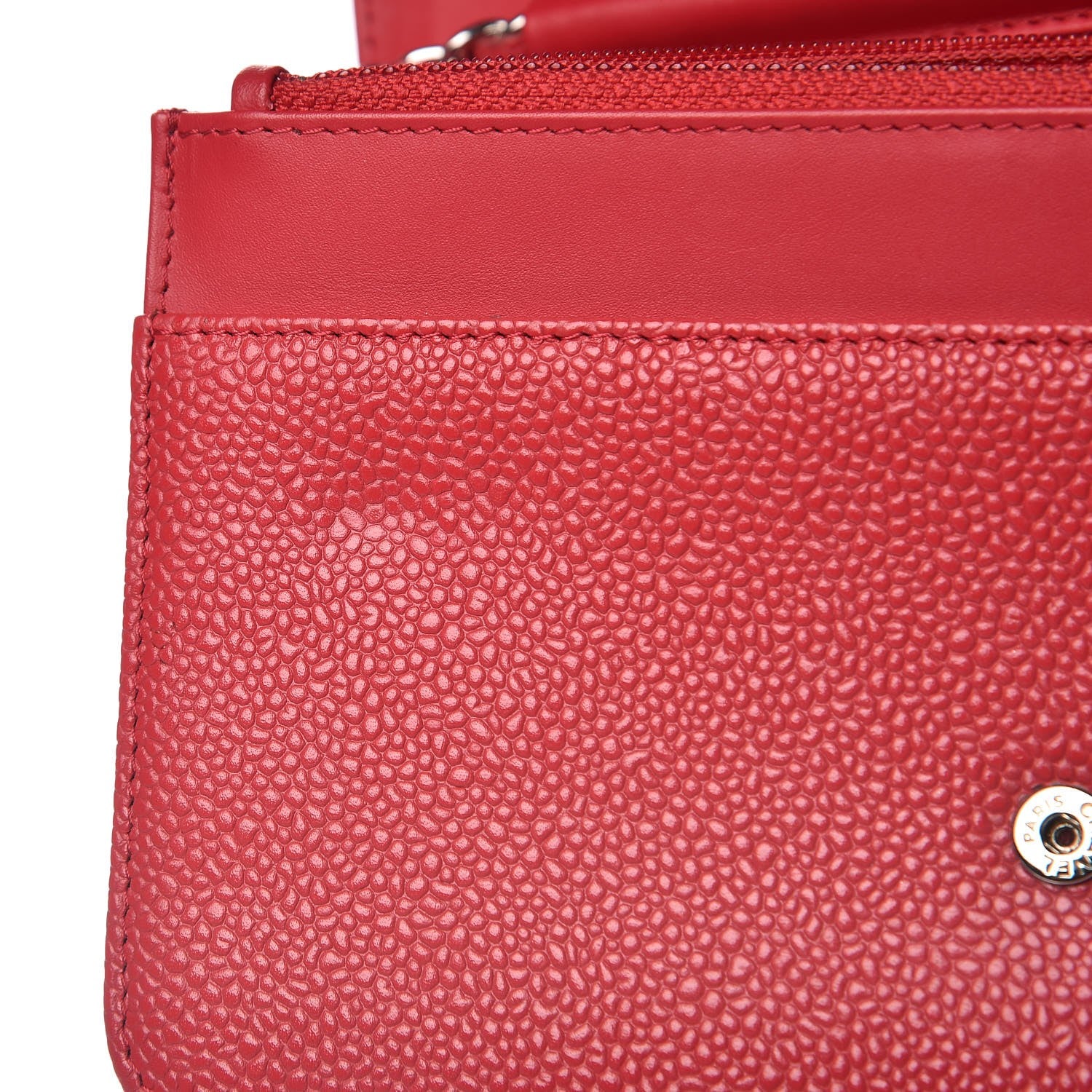 Chanel Caviar Timeless CC Wallet On Chain WOC Red 9 of 14