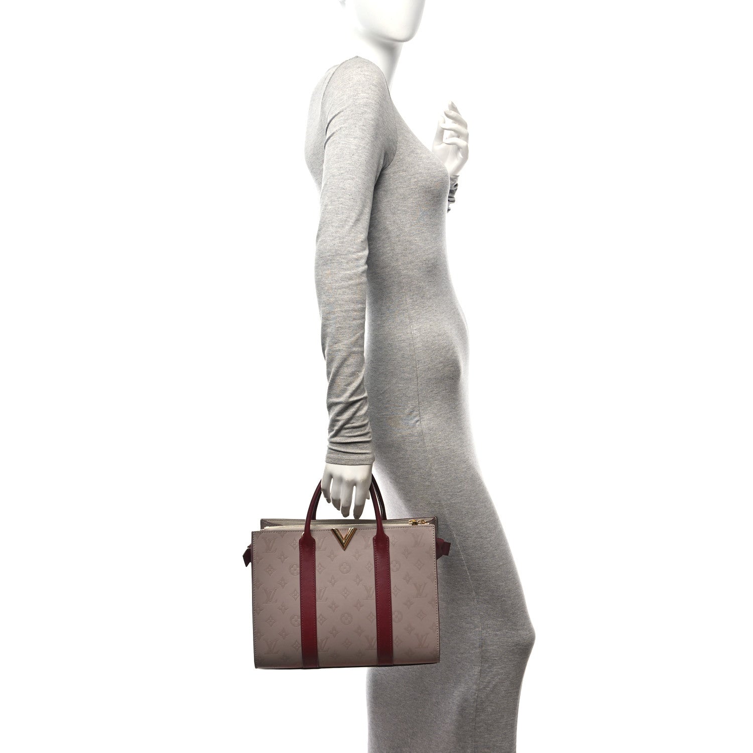 Louis Vuitton Monogram Cuir Plume Very Tote MM Mastic Raisin 2 of 10