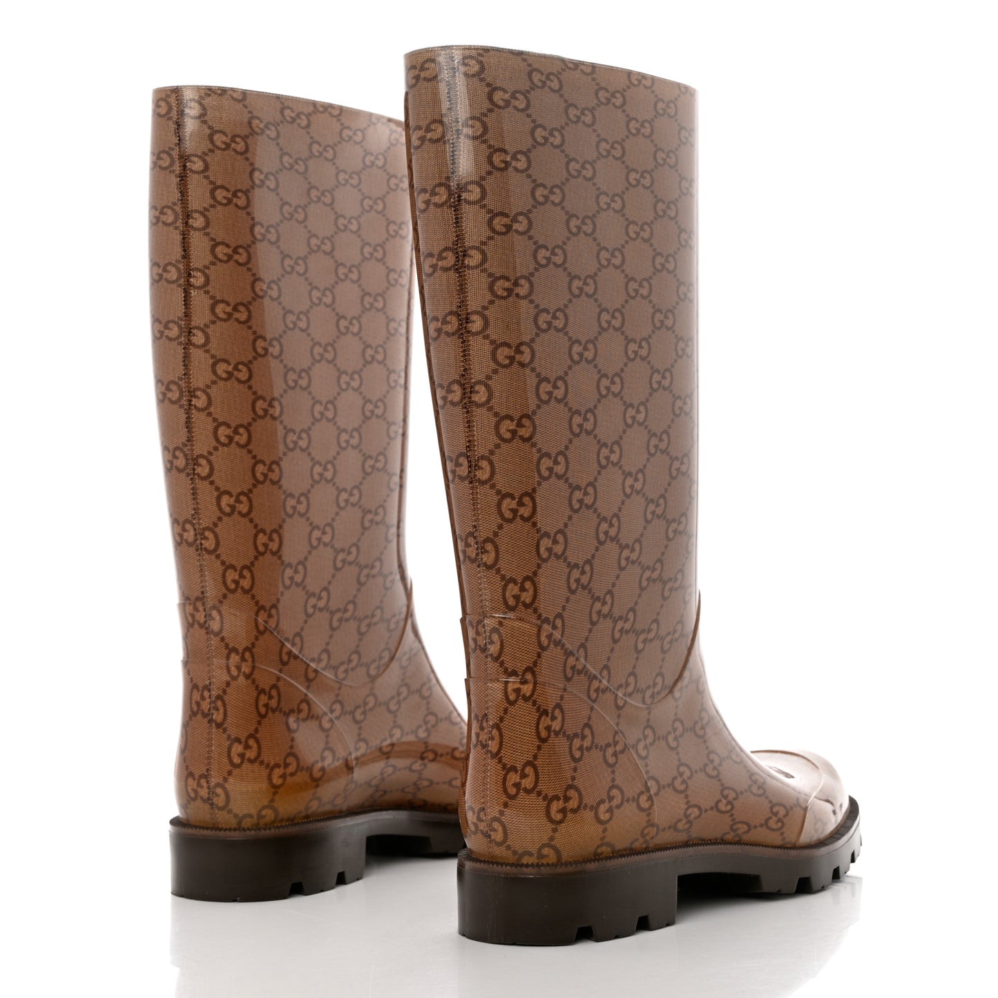 Rubber Monogram Edinburg Rain Boots 39 Transparent Cocoa