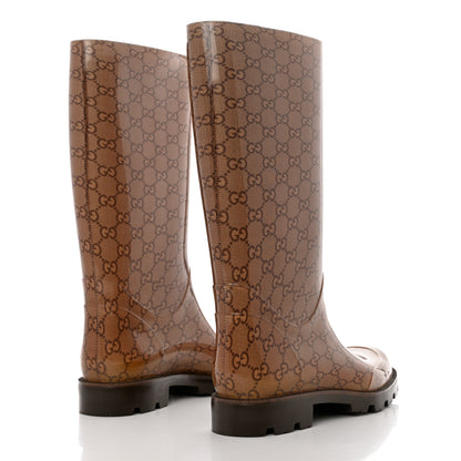 Gucci Rubber Monogram Edinburg Rain Boots 39 Transparent Cocoa 4 of 9