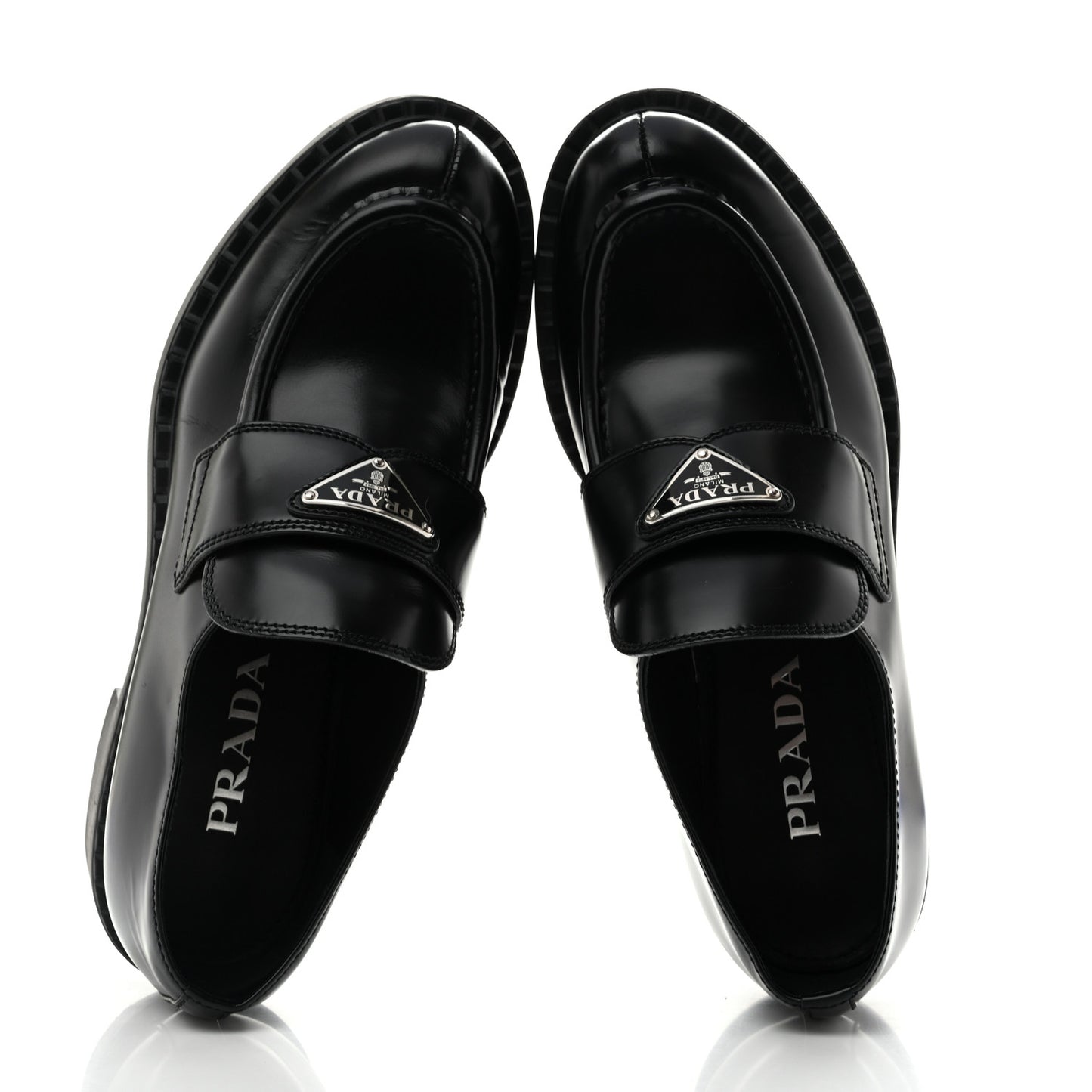 Spazzolato Metal Triangle Logo 50mm Loafers 39 Black